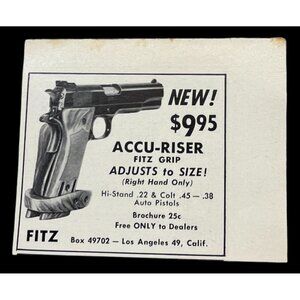 Fitz Accu-Riser Hand Gun Grip Mini Print Ad Vintage 1962 Los Angeles CA